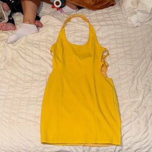 Elegant Yellow Backless Dress